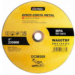 DISCO CORTE METAL RECTO 230, UYUSTOOLS